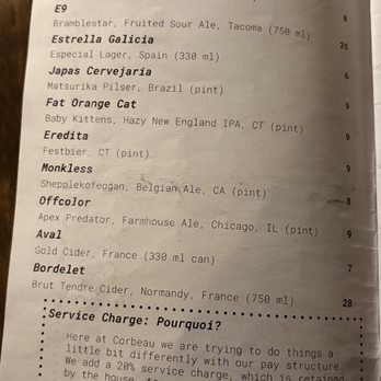 Corbeau - Beer & cider menu - Wine Bars Near Me - Tacoma, Washington Corbeau - Beer & cider menu - Wine Bars Near Me - Tacoma, Washington