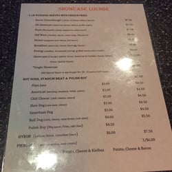 Showcase Bar & Grille - Menu