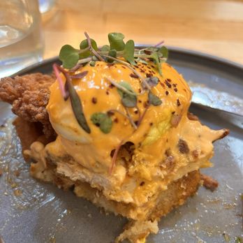 Eggy’s Neighborhood Kitchen - One half of my Fried Chicken Bene. Absolutely scrumptious! - Breakfast & Brunch Near Me - Berkeley, California Eggy’s Neighborhood Kitchen - One half of my Fried Chicken Bene. Absolutely scrumptious! - Breakfast & Brunch Near Me - Berkeley, California