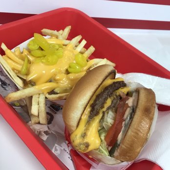 In-N-Out Burger - Double Double Animal Style with Cheese Fries Texas Style (cheese and chopped chili's) - Fast Food Near Me - Milpitas, California In-N-Out Burger - Double Double Animal Style with Cheese Fries Texas Style (cheese and chopped chili's) - Fast Food Near Me - Milpitas, California