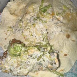 Snack wrap with wilted lettuce
