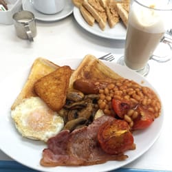 Kings Coffee House - Full English breakfast with latte. Very good for a good price.