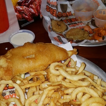 Hooters - What was left of the fish and chips new. It comes with four pieces of fish. - Chicken Wings Near Me - Selma, Texas Hooters - What was left of the fish and chips new. It comes with four pieces of fish. - Chicken Wings Near Me - Selma, Texas
