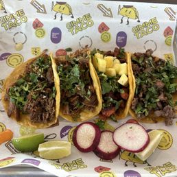 Left to Right: Barbacoa Carnitas Pastor Steak Left to Right: Barbacoa Carnitas Pastor Steak
