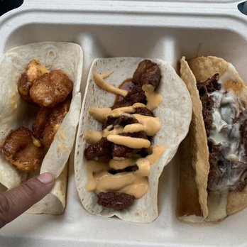 Right Coast Taqueria Ronkonkoma - Shrimp Taco (7)/Mongolian Beef Tacos (8.5)/Cheesy Crunch (8) - Food Trucks Near Me - Ronkonkoma, New York Right Coast Taqueria Ronkonkoma - Shrimp Taco (7)/Mongolian Beef Tacos (8.5)/Cheesy Crunch (8) - Food Trucks Near Me - Ronkonkoma, New York