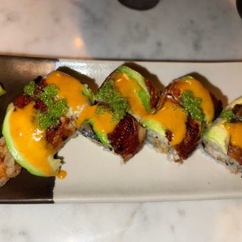 Moonraker - Ebi Roll - Tempura Shrimp, BBQ Eel, Avocado, Spicy Mayo, Tobiko - Cocktail Bars Near Me - Washington, DC, District of Columbia Moonraker - Ebi Roll - Tempura Shrimp, BBQ Eel, Avocado, Spicy Mayo, Tobiko - Cocktail Bars Near Me - Washington, DC, District of Columbia