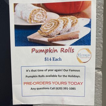 Victorias - Pumpkin roll - Desserts Near Me - Liberal, Kansas Victorias - Pumpkin roll - Desserts Near Me - Liberal, Kansas