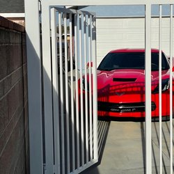 Quality Fence - The door open. Easy access from the kitchen door. My car "Scarlett" waiting to go out.