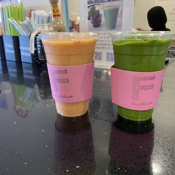 Fruittitude - Hawaiian Fruit Punch (left) & Green Mango (right) - Bubble Tea Near Me - La Jolla, California