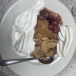 The Crane Cafe - Cherry cobbler with vanilla ice cream