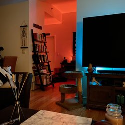 CityTrust Building - Hue lights set up, making good use of the angles and ceiling height.