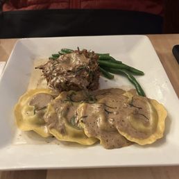 Braised Ribeye with Truffled Mushroom Raviolis