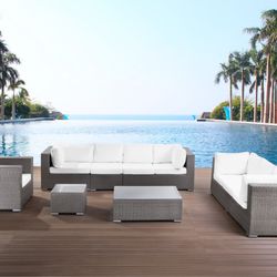 Beliani Furnitures - Grey wicker outdoor lounge.