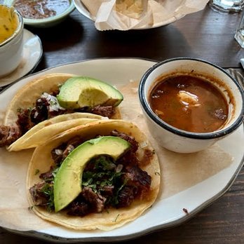 Superica - Tacos de Barbacoa, street style, served two per order with frijoles charros - Tex-Mex Near Me - Atlanta, Georgia Superica - Tacos de Barbacoa, street style, served two per order with frijoles charros - Tex-Mex Near Me - Atlanta, Georgia