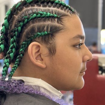 Braids and Fades - Hooked up sonshine with some colorful braids! It's giving the joker and Minecraft vibes :-) we will be back again! - Barbers Near Me - Roseville, California Braids and Fades - Hooked up sonshine with some colorful braids! It's giving the joker and Minecraft vibes :-) we will be back again! - Barbers Near Me - Roseville, California