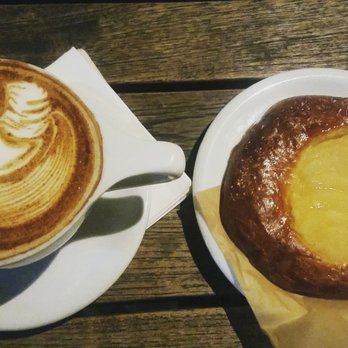 Dripp - Spanish latte and this lovely pear dessert. New obsession - Coffee & Tea Near Me - Fullerton, California