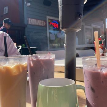 Kihei Caffe - ube latte, coffee of the day (iced) - Hawaiian Near Me - Kihei, Hawaii