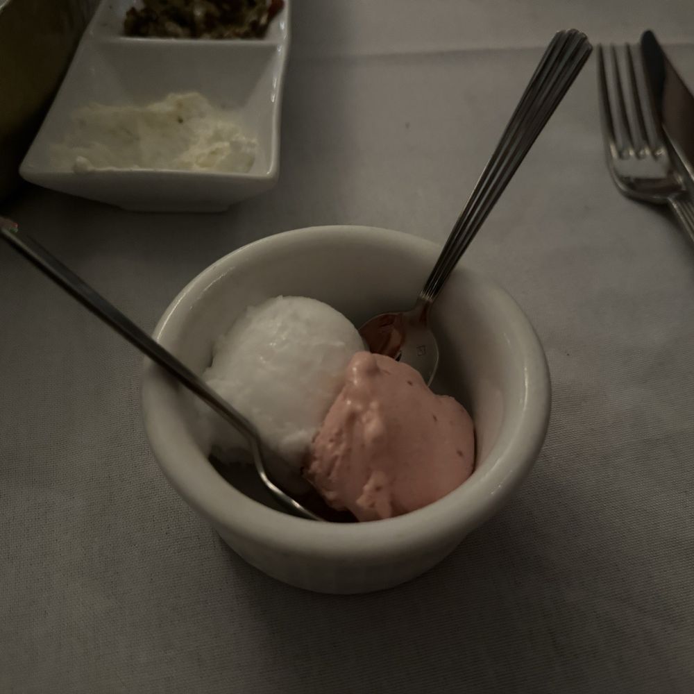 Prossimo Ristorante - Complimentary palate cleanser- lemon and strawberry sorbet - Italian Near Me - Tulsa, Oklahoma Prossimo Ristorante - Complimentary palate cleanser- lemon and strawberry sorbet - Italian Near Me - Tulsa, Oklahoma