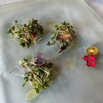 Taormina Sicilian Cuisine - Amberjack carpaccio from prix fixe menu. Yum but so small - Sicilian Near Me - Honolulu, Hawaii