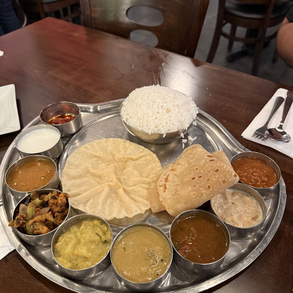 Anjappar Chettinad Indian Restaurant - Vegetarian Thali - Indian Near Me - Tustin, California