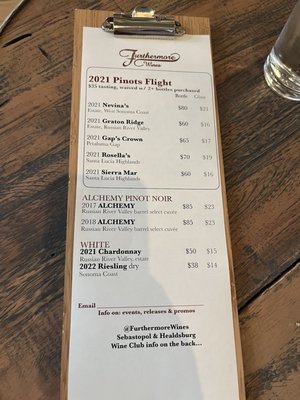 Menu photo 1 Furthermore Wines Healdsburg, CA Menu photo 1 Furthermore Wines Healdsburg, CA