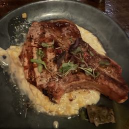 Pork chop with creamed corn substitute