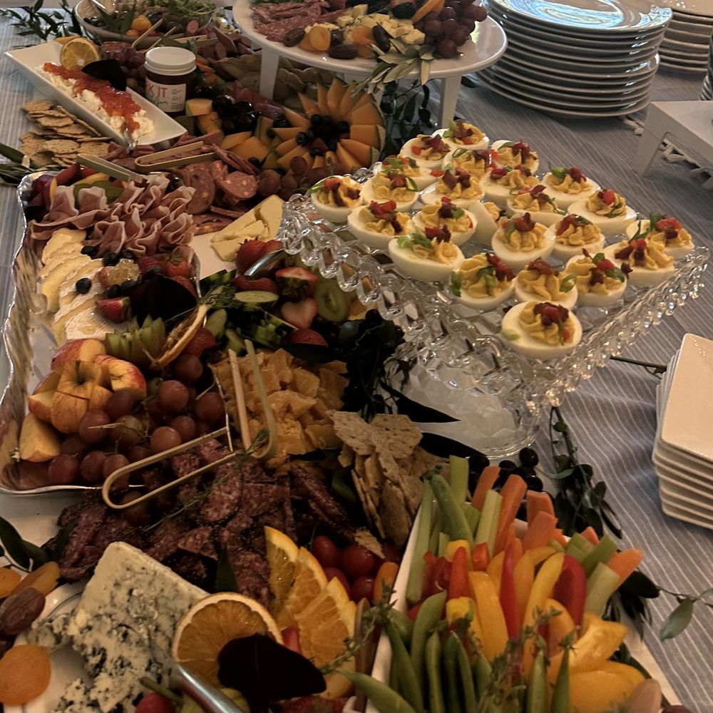 Charcuterie grazing set up on one end of the island. Charcuterie grazing set up on one end of the island.