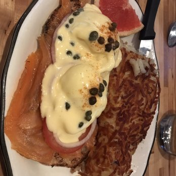 Hot Suppa - Eggs Benedict with smoked salmon with capers, tomato and onion. - Breakfast & Brunch Near Me - Portland, Maine
