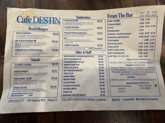 Menu photo 2 Cafe Destin Destin, FL Menu photo 2 Cafe Destin Destin, FL