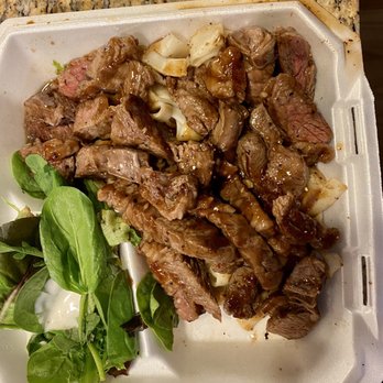 Iron Grill Hawaii - Steak on chow fun with teriyaki. They all come with greens & dressing. - Food Trucks Near Me - Honolulu, Hawaii