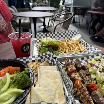Kafe on Sunset - Petros Farm Platter Lamb Sandwich Filet Mingnon Skewers Chicken Skewers - Greek Near Me - West Hollywood, California
