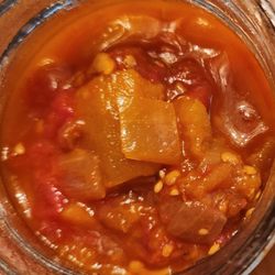The kitchen At New Boston Beef - Eggplant Salsa.