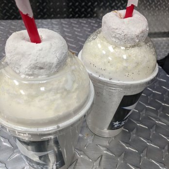 Marco's Famous - Milkshakes with mini donuts!! Loved the donut touch - Burgers Near Me - Edmonton, Alberta