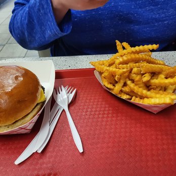 The Dogout - 1/2 lb cheese burger and fries - Hot Dogs Near Me - Bannockburn, Illinois