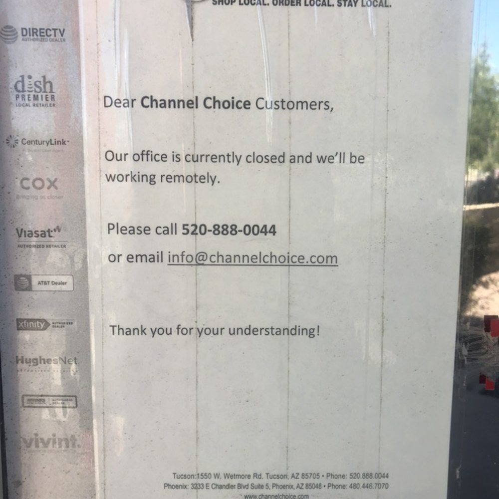 Channel Choice - Sign on door. - Television Service Providers Near Me - Tucson, Arizona