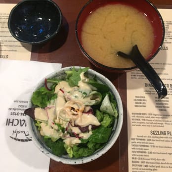 Komachi Sushi - the salad and miso soup that comes with the sashimi dinner - Japanese Near Me - Lodi, California Komachi Sushi - the salad and miso soup that comes with the sashimi dinner - Japanese Near Me - Lodi, California