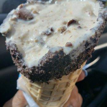 Marble Slab Creamery - Peanut butter with snickers in a Oreo cone. - Ice Cream & Frozen Yogurt Near Me - McDonough, Georgia Marble Slab Creamery - Peanut butter with snickers in a Oreo cone. - Ice Cream & Frozen Yogurt Near Me - McDonough, Georgia