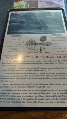Menu photo 2 McElroy's Harbor House Biloxi, MS