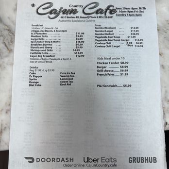 Cajun Country Cafe - Menu - Cajun/Creole Near Me - Oxnard, California Cajun Country Cafe - Menu - Cajun/Creole Near Me - Oxnard, California