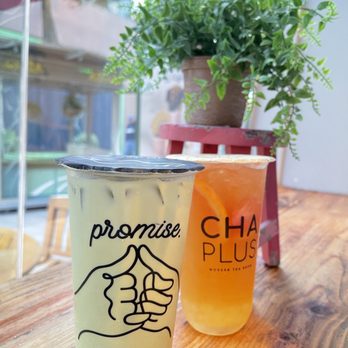 Chaplus - matcha milk tea & grapefruit green tea - Bubble Tea Near Me - Anaheim, California