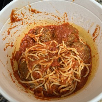 The Spaghetti Shack - Mid Shack Spaghetti, stirred, with 4 meatballs - Italian Near Me - Tempe, Arizona