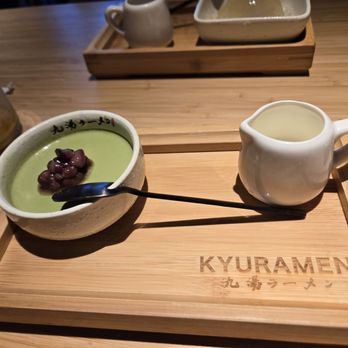 Kyuramen - Matcha pudding with red bean - Ramen Near Me - Henderson, Nevada Kyuramen - Matcha pudding with red bean - Ramen Near Me - Henderson, Nevada