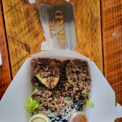 The Yard Food Park - Baked avocado with  carne asada and a side salad!
