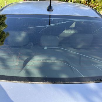 United Tint - The rear windshield before repair. - Car Window Tinting Near Me - Glendale, California