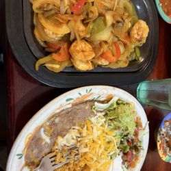 Sizziling shrimp fajitas
