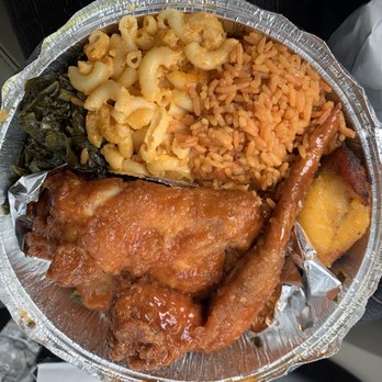 Sandra's Next Generation - Church plate  Collard Greens, Baked Macaroni and Cheese, Fried Plantains Caribbean Rice, Sweet & tangy fried chicken - Soul Food Near Me - New Haven, Connecticut