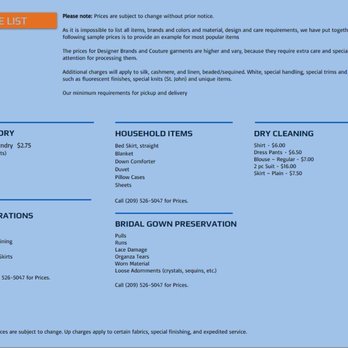 Oakmore Dry Cleaners - Price List - Sewing & Alterations Near Me - Modesto, California