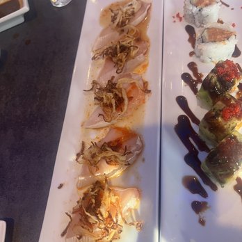 Daimon Japanese Restaurant - Albacore a cuppa Cha with crispy onion and a PCH Nigiri - Sushi Bars Near Me - Huntington Beach, California Daimon Japanese Restaurant - Albacore a cuppa Cha with crispy onion and a PCH Nigiri - Sushi Bars Near Me - Huntington Beach, California