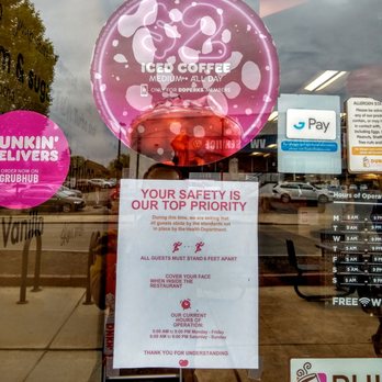 Dunkin' - a sign in the window of a donut shop - Donuts Near Me - Ardmore, Pennsylvania Dunkin' - a sign in the window of a donut shop - Donuts Near Me - Ardmore, Pennsylvania