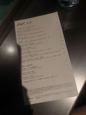 Menu photo 1 Bar 109 Los Angeles, CA Menu photo 1 Bar 109 Los Angeles, CA